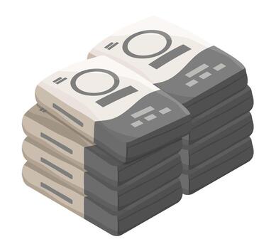 Stack of cement bags in isometric style representing construction materials for building foundation infrastructure and industrial use vector