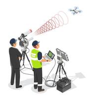 Drone control and detection technology illustration vector