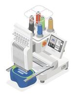 Embroidery machine with multicolored spools vector