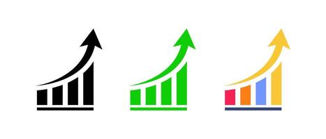 Rising business graph icon. Upward growth and success symbol. Colorful increasing chart illustration vector