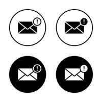 Error message icon on black circle. Warning email sign symbol vector