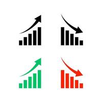 Financial arrows up and down icon in flat design. Growth and decline graph sign symbol vector