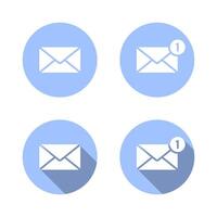 New message, email icon with long shadow. Mail notification sign. Envelope symbol vector