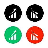 Financial arrows up and down icon on circle. Growth and decline graph sign symbol vector