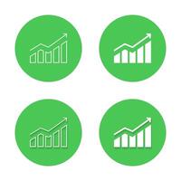Growth chart icon with shadow. Upward graph arrow sign symbol vector