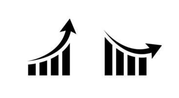 Financial chart arrow up and down icon isolated on white background. Growth and decline graph sign symbol vector