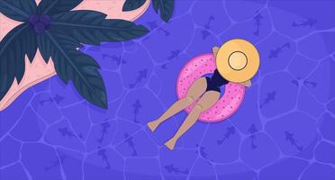 Person floating on pool float in water vector