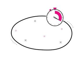 A pink clock is sitting on a white oval vector