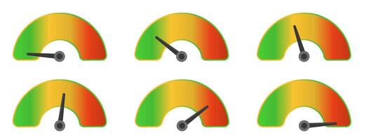 Visual representation of gauges indicating different metrics. vector