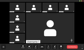 A computer screen showing several people on a call. vector