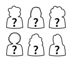A set of six people with question marks on their heads vector