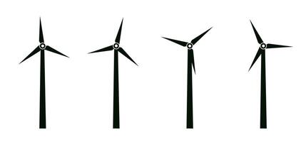 Wind turbines set of icons vector