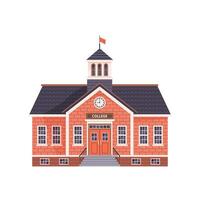 College building icon in flat style. Isolated clip art on white background. Perfect for education themes or Back to School concept. Front view. University, technical school, academy. vector