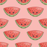 Seamless pattern with semicircular watermelon slice, juicy summer illustration vector