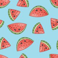 Seamless pattern of juicy watermelon slices, summer illustration. endless design vector