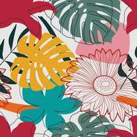 Abstract Floral texture, seamless pattern with leaves. tropical background vector