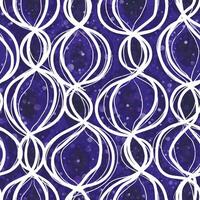 Abstract seamless pattern with hand drawn waves, arches, feathers. Blue, white circles. vector