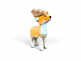 A wooden toy deer with a white background photo