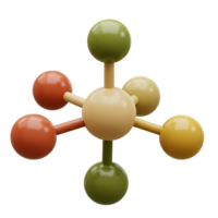 Glossy 3D Abstract Molecule Structure with Seafoam Spheres png