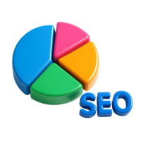 Minimalistic 3D pie chart with vibrant segments and soft shadows png