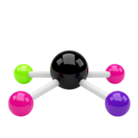3D Abstract Diagram Featuring Glossy Central Sphere and Four Nodes png