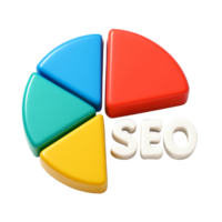 Glossy 3D plastic pie chart representing SEO performance metrics png