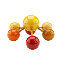 Glossy 3D Render of Central Sphere Connected to Four Seafoam Nodes png