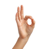 Hand gesture showing OK sign on transparent background. png