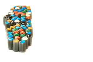 Audio shop.Buttons potentiometers for volume,frequencies of mixer,amplifier photo