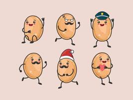 cartoon potatoes with different poses and expressions vector
