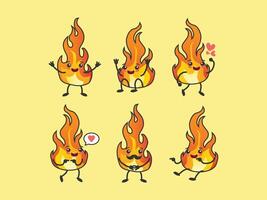 a set of fire characters with different expressions vector
