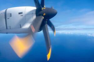An Aerial view of the Pacific Ocean with a spinning propeller photo