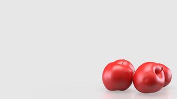 The Red Apple on white Background for Health concept 3d Rendering. photo