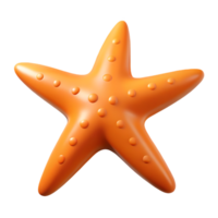 3D rendering of a bright orange starfish on a Transparant background png