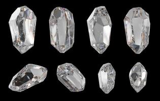 Many Shpae Clear Crystal isolated background 3d rendering photo