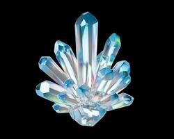 Blue Clear Crystal isolated background 3d rendering photo