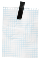 Piece of blank Distressed Grid Paper note with black Tape for Mockup Design png