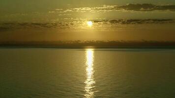 Sunset with Fantastic Colors Ocean And Mountains and Ships on the Horizon Footage. video