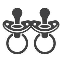 Two Gray Baby Pacifiers Icon Isolated on White Background vector
