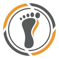 Gray Footprint Logo with Orange and Gray Circular Design Elements vector