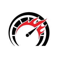 Red Flame Speedometer Gauge Black Background Graphic Design vector