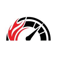 Red Flame Speedometer Gauge Black Background Graphic Design 1 vector