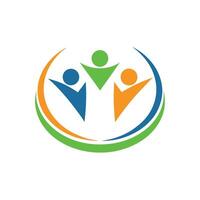 Abstract Logo Three People Green Orange Blue Teamwork Unity vector