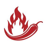 Red Chili Pepper with Flames on White Background spice 1 vector