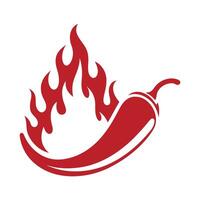 Red Chili Pepper with Flames Graphic Design Element vector