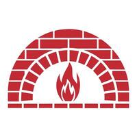 Red Brick Oven Fire Pizza Cooking Icon Symbol Design vector