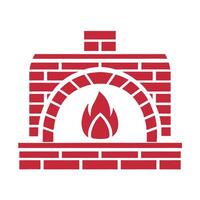 Red Brick Oven Fire Icon Simple Design vector