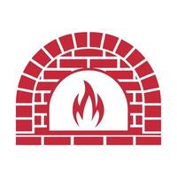 Red Brick Oven Icon Fire Flame Cooking Pizza Bakery Food Restaurant vector