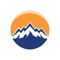 Abstract Mountain Range Logo Design in Blue White and Orange vector