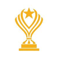 Golden Award Trophy with Star Design on White Background vector